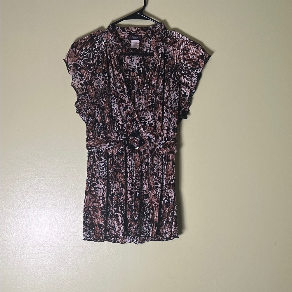 Cocomo petite Black and Brown Patterned Top size PL